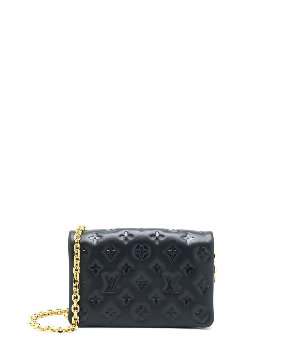 AAA Replica Louis Vuitton LV POCHETTE COUSSIN MONOGRAM-EMBOSSED LAMBSKIN BLACK GHW