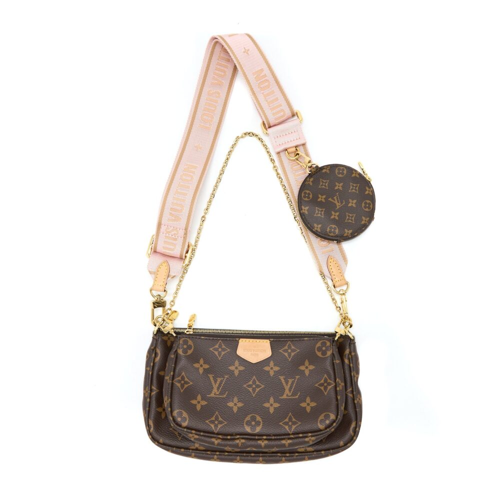 AAA Replica Louis Vuitton LV MULTI POCHETTE ACCESSORIES MONOGRAM CANVAS ROSE CLAIR GHW