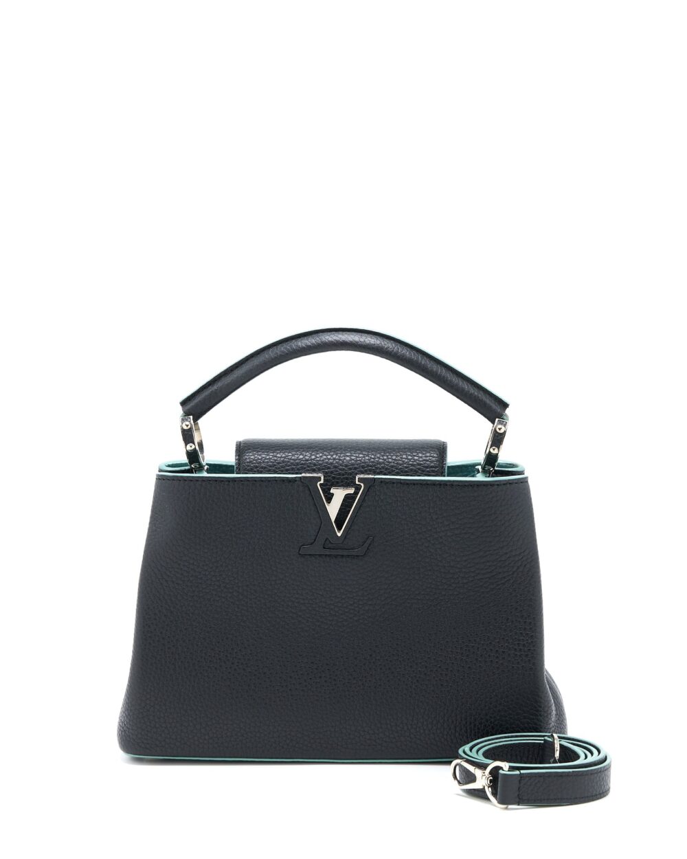 AAA Replica Louis Vuitton LV CAPUCINES BB TAURILLON BLACK/ BLUE SHW