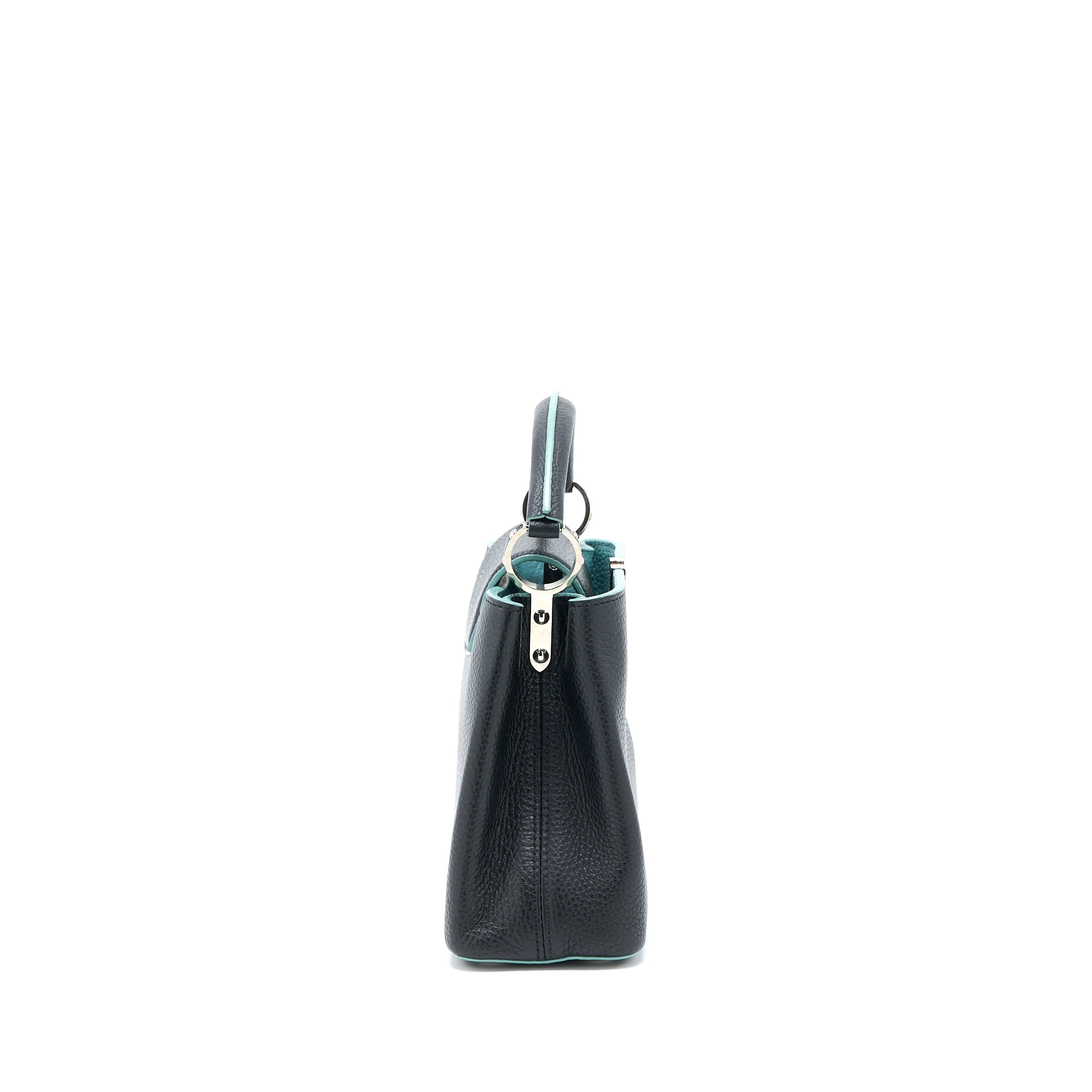 AAA Replica Louis Vuitton LV CAPUCINES BB TAURILLON BLACK/ BLUE SHW