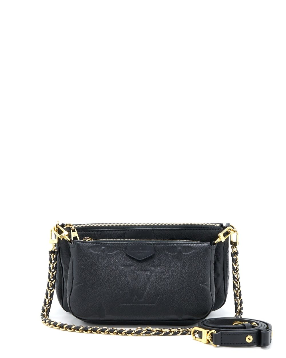AAA Replica Louis Vuitton LV MULTI POCHETTE ACCESSORIES MONOGRAM EMPRIENTED BLACK GHW (NEW VERSION)