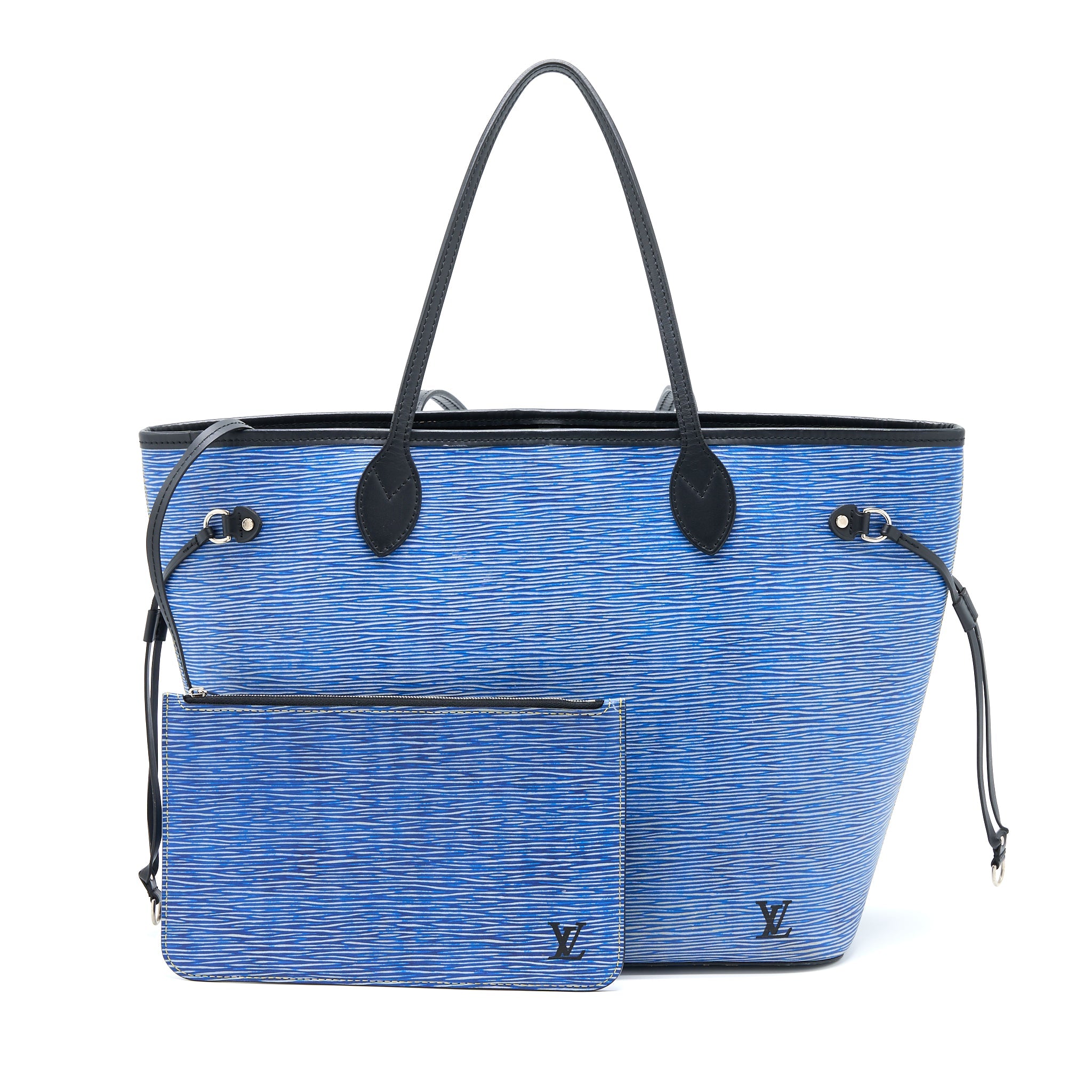 AAA Replica Louis Vuitton LV NEVERFULL MM EPI BLUE DENIM/BLACK SHW