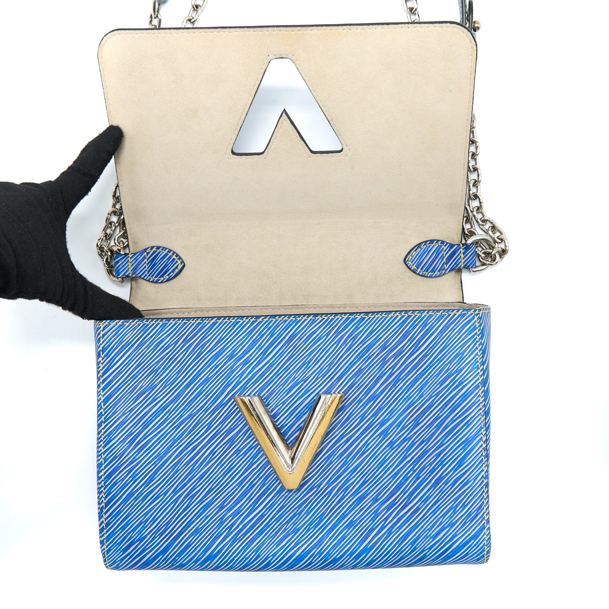 AAA Replica Louis Vuitton LV TWIST MM EPI DENIM/BLACK MULTICOLOURED HARDWARE