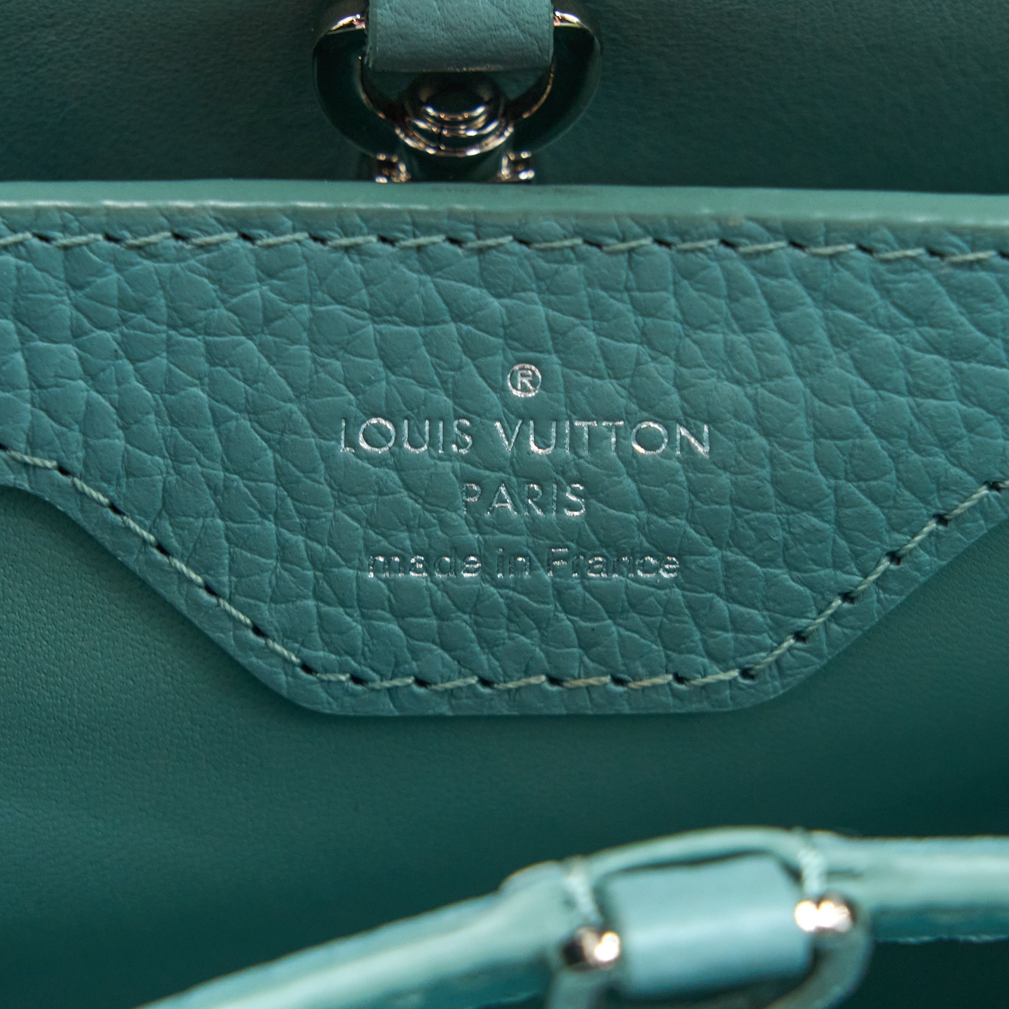 AAA Replica Louis Vuitton LV CAPUCINES BB TAURILLON BLACK/ BLUE SHW