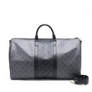 AAA Replica Louis Vuitton LV KEEPALL BANDOULIERE 50 MONOGRAM ECLIPSE CANVAS BLACK/GREY BLACK HARDWARE (NEW VERSION)