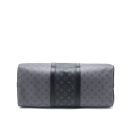 AAA Replica Louis Vuitton LV KEEPALL BANDOULIERE 50 MONOGRAM ECLIPSE CANVAS BLACK/GREY BLACK HARDWARE (NEW VERSION)