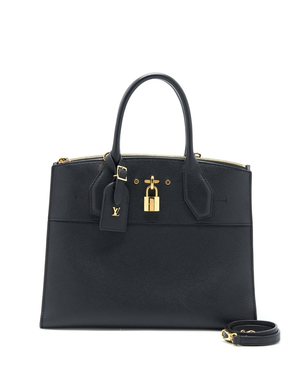 AAA Replica Louis Vuitton LV CITY STEAMER MM GRAINED CALFSKIN BLACK GHW