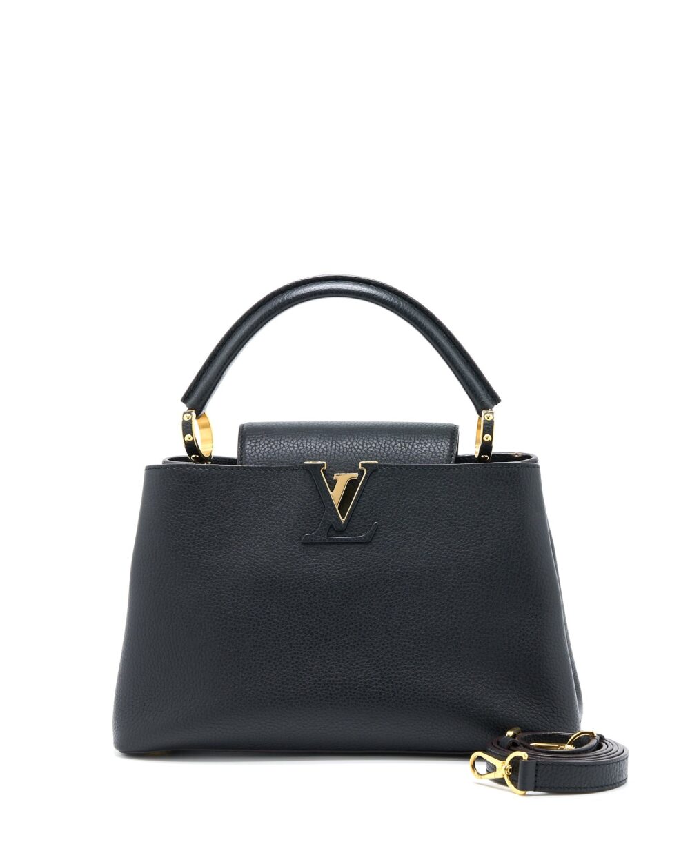 AAA Replica Louis Vuitton LV CAPUCINES MM TAURILLON BLACK GHW