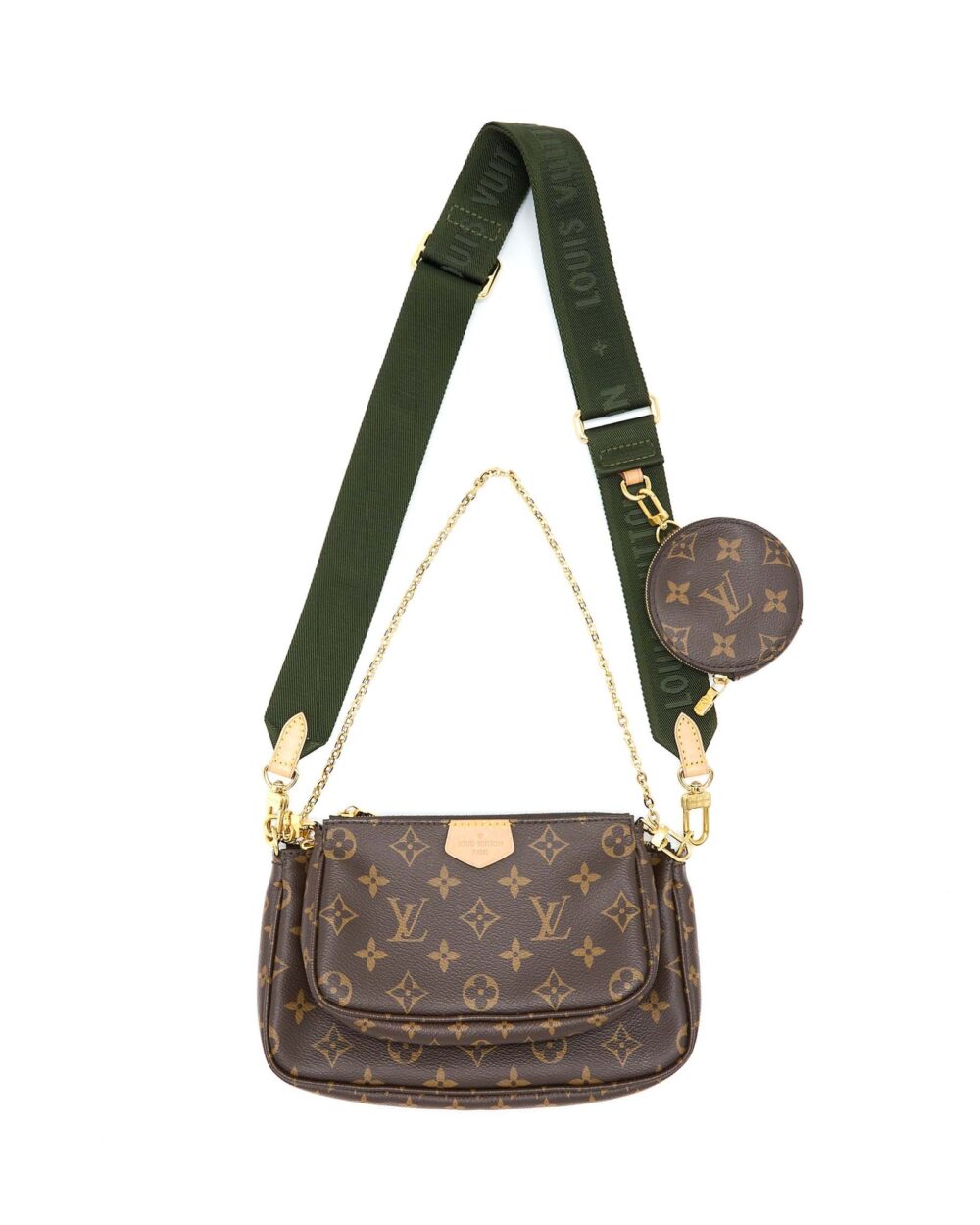 AAA Replica Louis Vuitton LV MULTI POCHETTE WITH KHAKI STRAP GHW