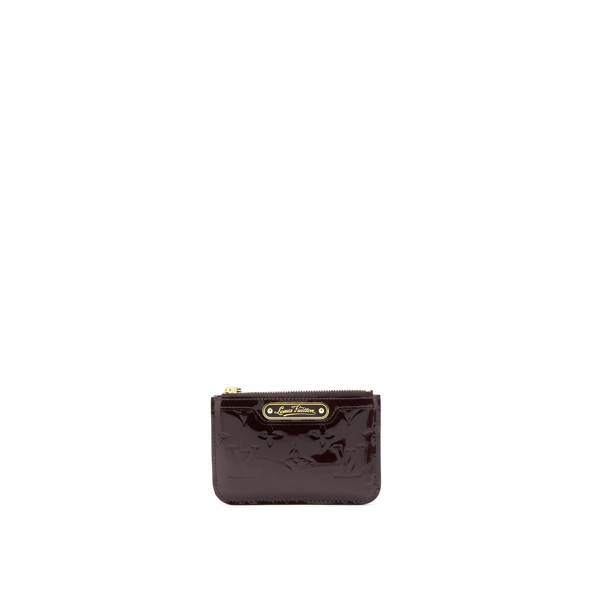 AAA Replica Louis Vuitton LV ZIPPY POUCH WITH KEY CHAIN PATENT DARK RED GHW