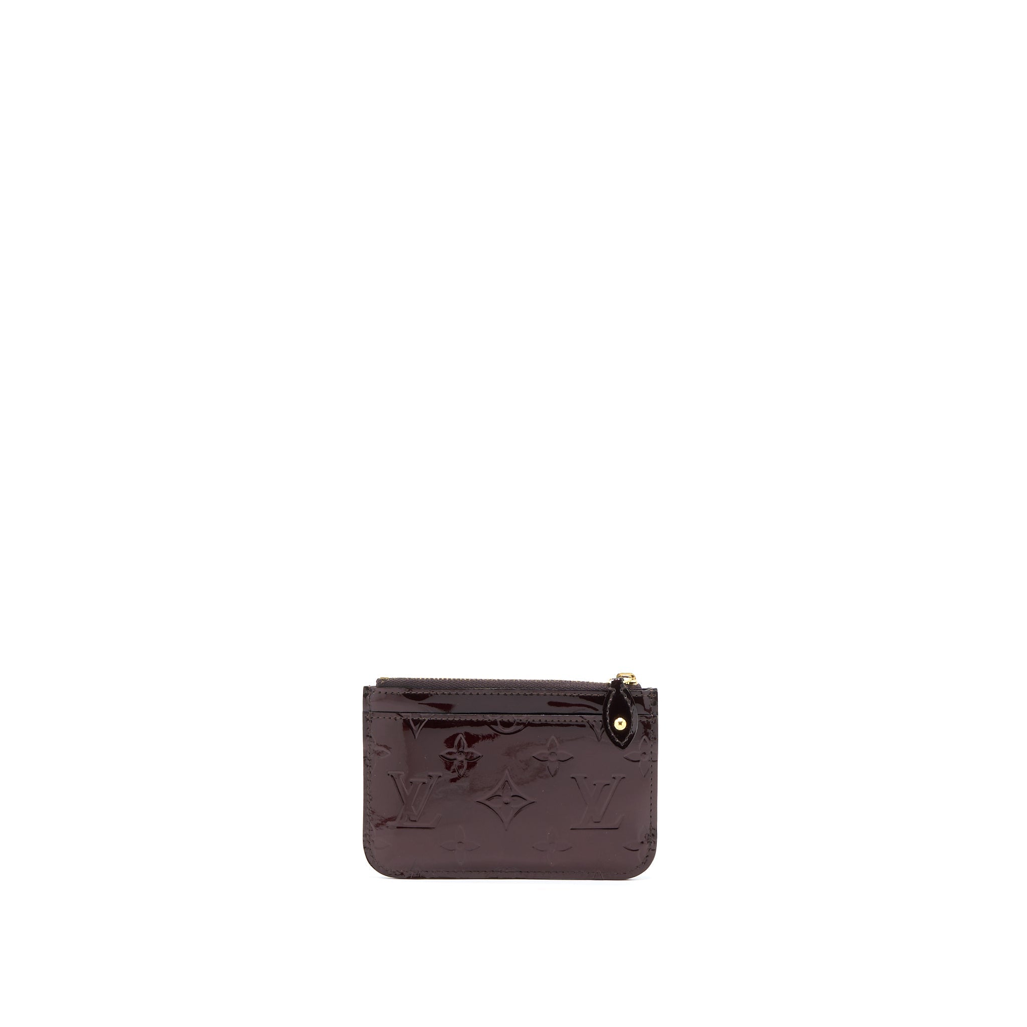 AAA Replica Louis Vuitton LV ZIPPY POUCH WITH KEY CHAIN PATENT DARK RED GHW