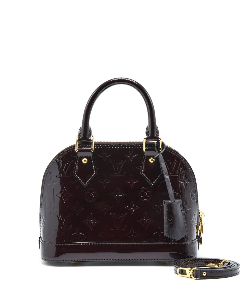AAA Replica Louis Vuitton LV ALMA BB MONOGRAM VERNIS AMARANTE RED GHW (2022 VERSION)
