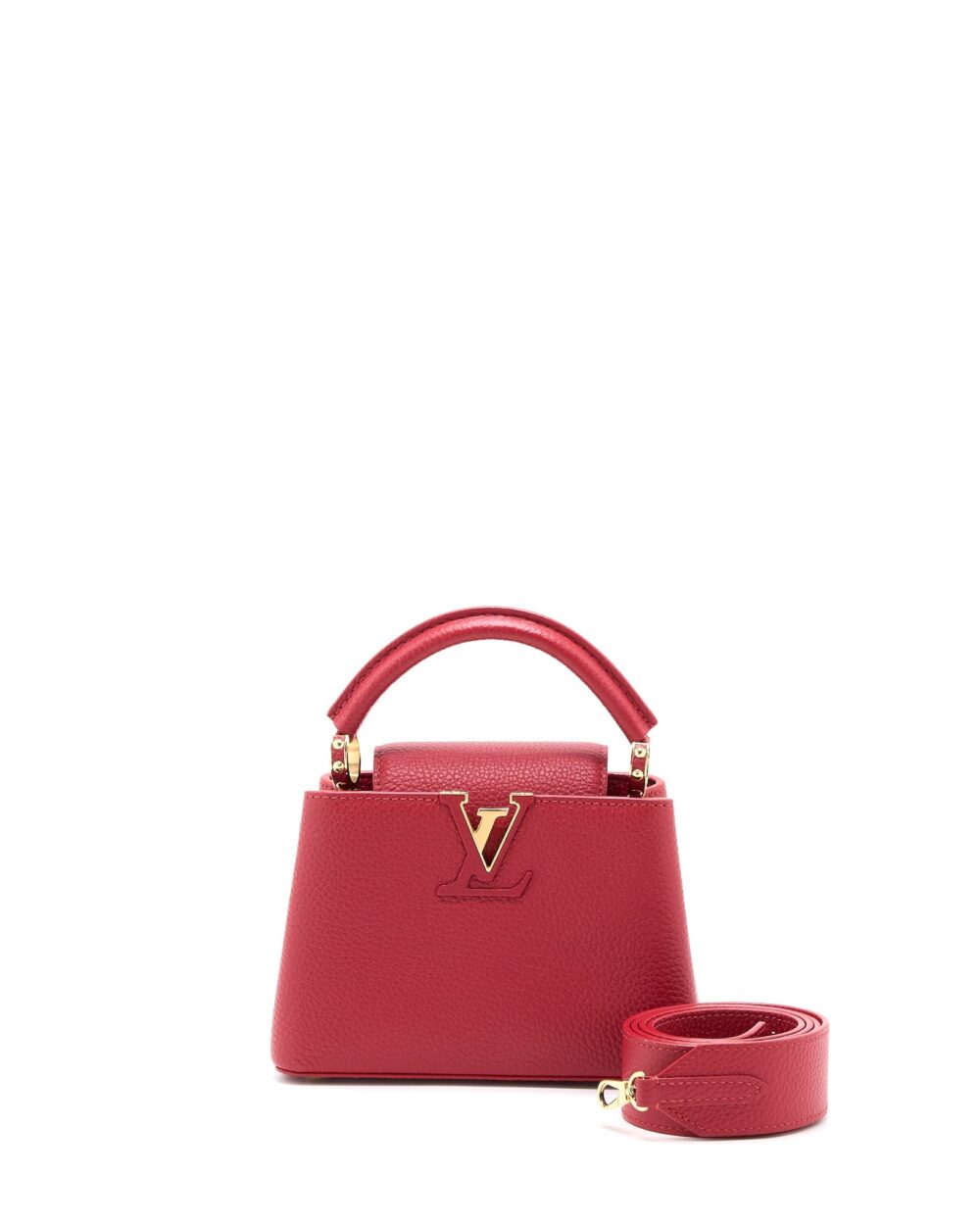 AAA Replica Louis Vuitton LV CAPUCINES MINI TAURILLON SCARLET GHW (NEW VERSION)