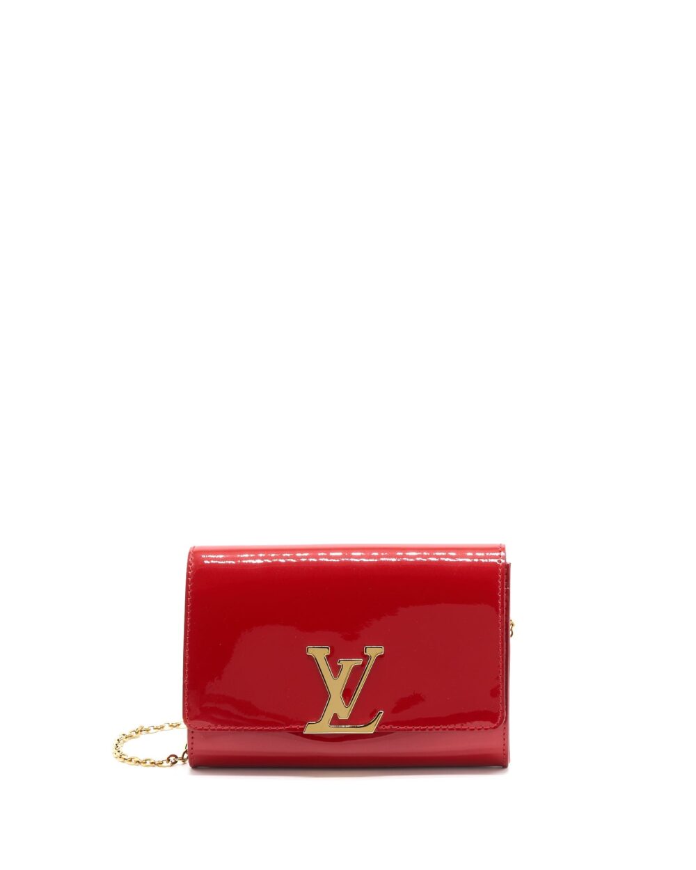 AAA Replica Louis Vuitton LV LOUIS CHAIN BAG PATENT RED GHW