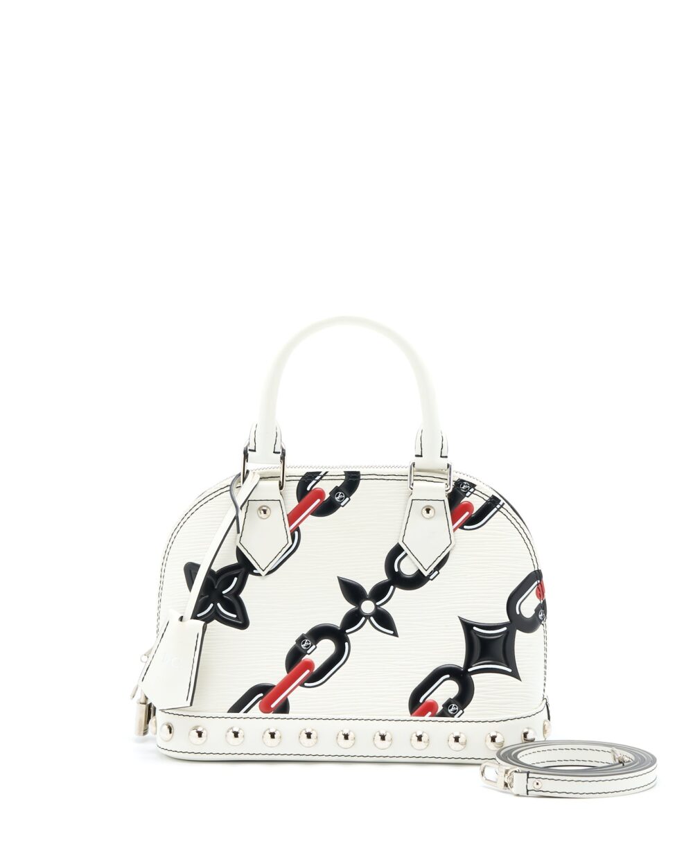 AAA Replica Louis Vuitton LV ALMA BB EN CUIR OCCASION EPI WHITE / BLACK WITH SHW
