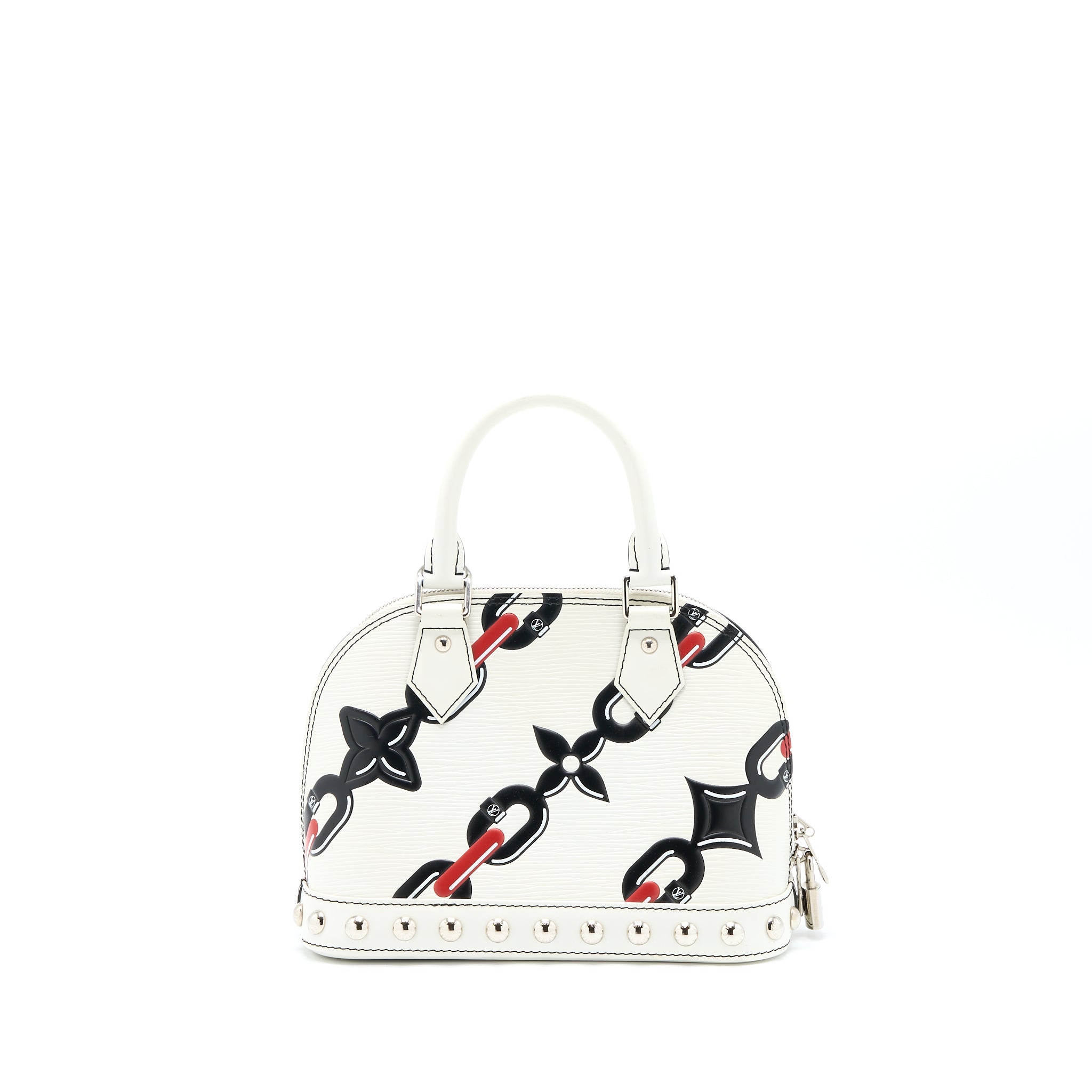 AAA Replica Louis Vuitton LV ALMA BB EN CUIR OCCASION EPI WHITE / BLACK WITH SHW