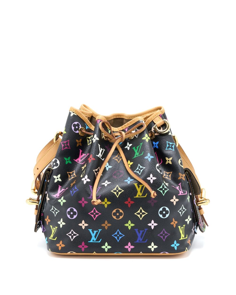 AAA Replica Louis Vuitton LV PETIT NOE BLACK MONOGRAM MULTICOLOUR GHW