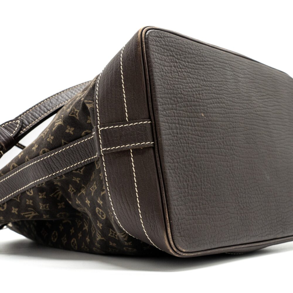 AAA Replica Louis Vuitton LV LIN NOE BAG FABRIC / LEATHER EBENE GHW