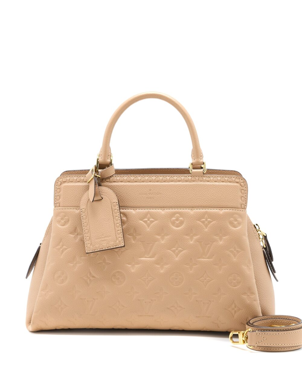 AAA Replica Louis Vuitton LV VOSGES MM MONOGRAM EMPREINTE DARK BEIGE GHW