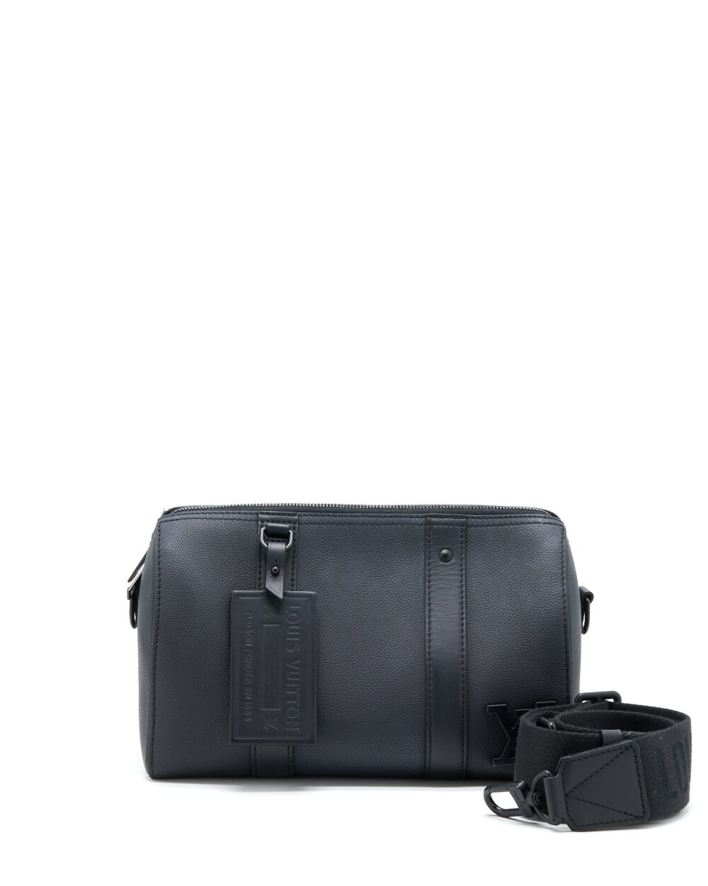 AAA Replica Louis Vuitton LV CITY KEEPALL GRAINED CALFSKIN BLACK WITH BLACK HARDWARE (NEW VERSION)