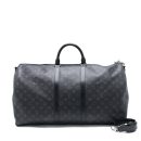 AAA Replica Louis Vuitton LV KEEPALL 55 WITH SHOULDER STRAP MONOGRAM ECLIPSE CANVAS SHW