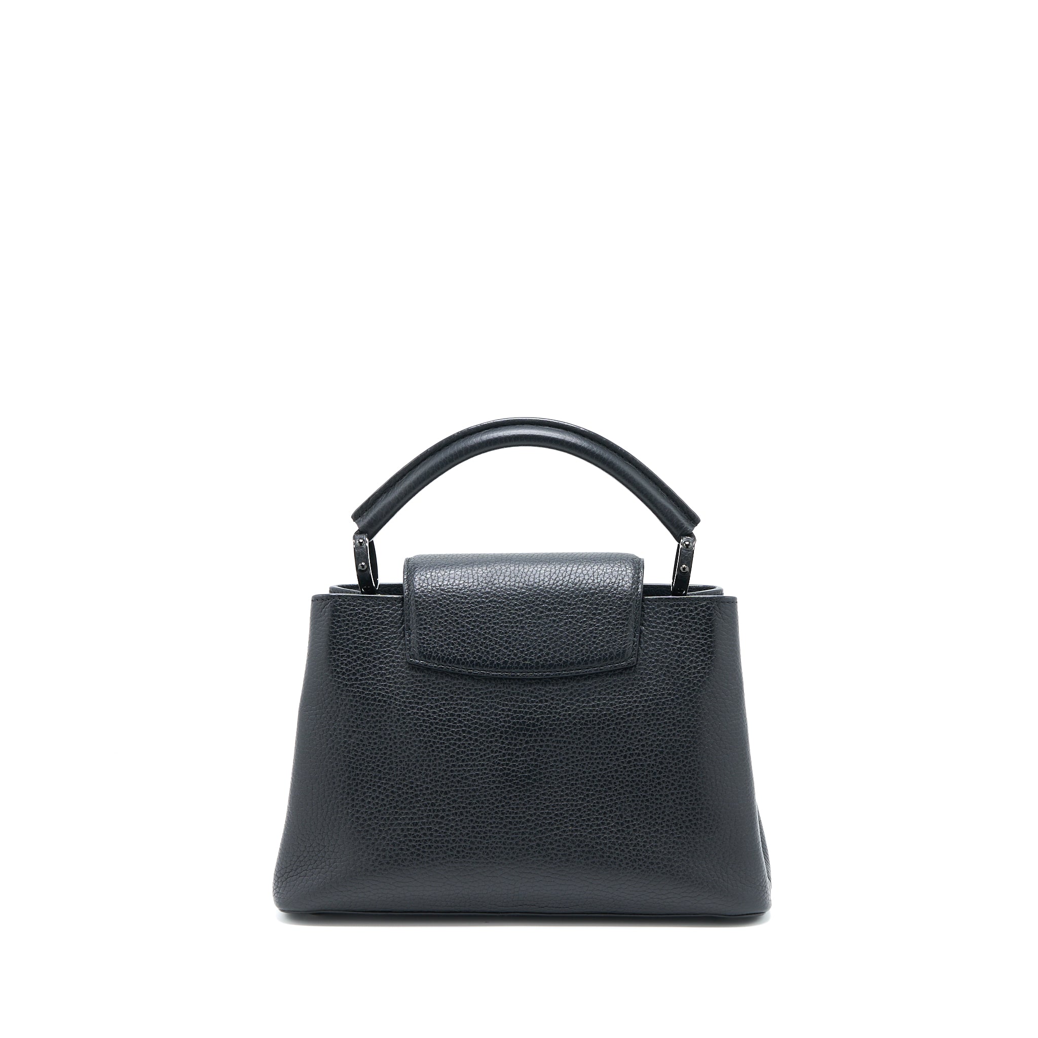 AAA Replica Louis Vuitton LV CAPUCINES BB TAURILLON SO BLACK WITH BLACK HARDWARE
