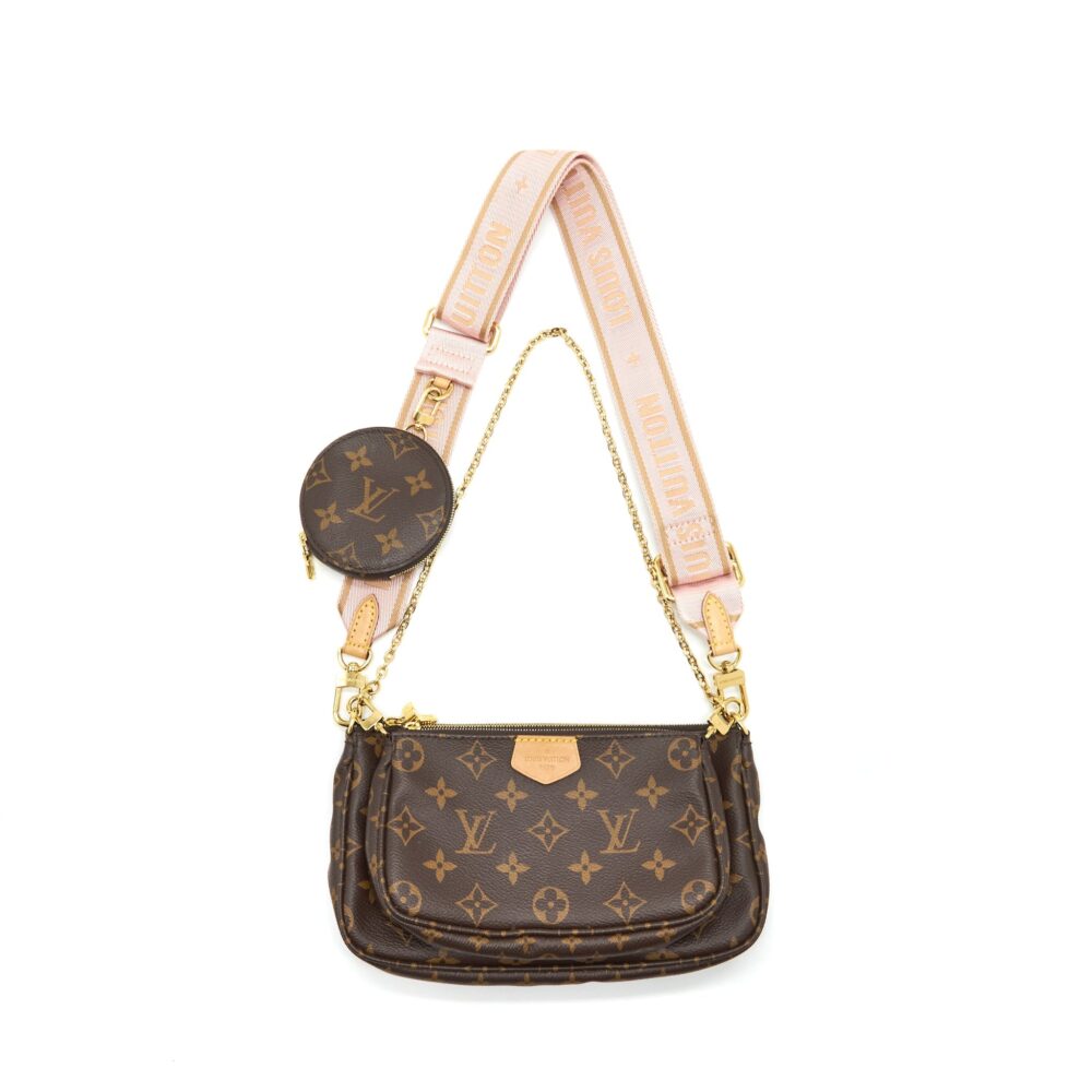 AAA Replica Louis Vuitton LV MULTI POCHETTE ACCESSORIES ROSE CLAIR MONOGRAM CANVAS GHW