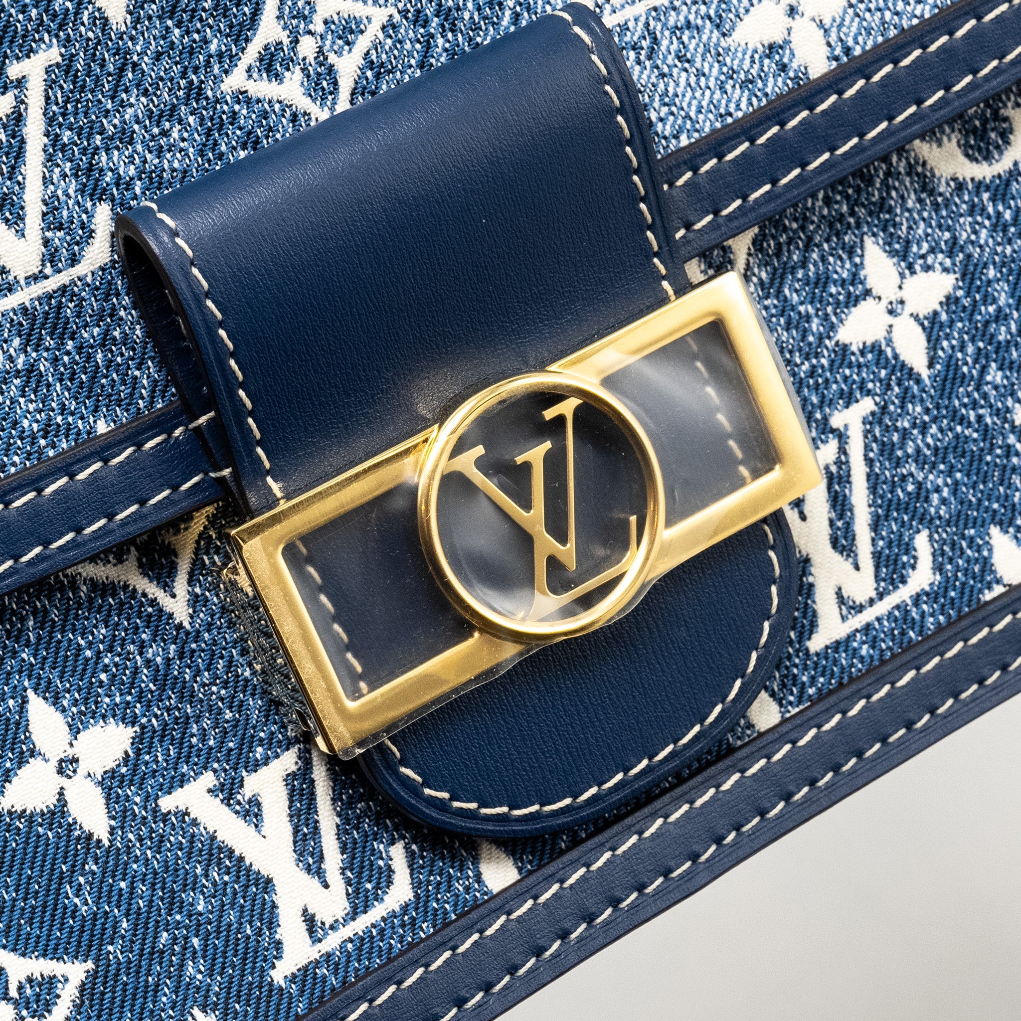 AAA Replica Louis Vuitton LV MINI DAUPHINE DENIM BLUE GHW