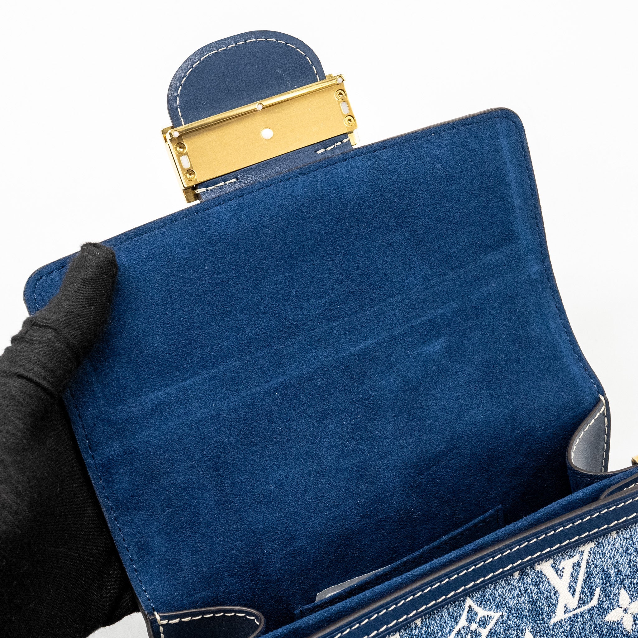 AAA Replica Louis Vuitton LV MINI DAUPHINE DENIM BLUE GHW