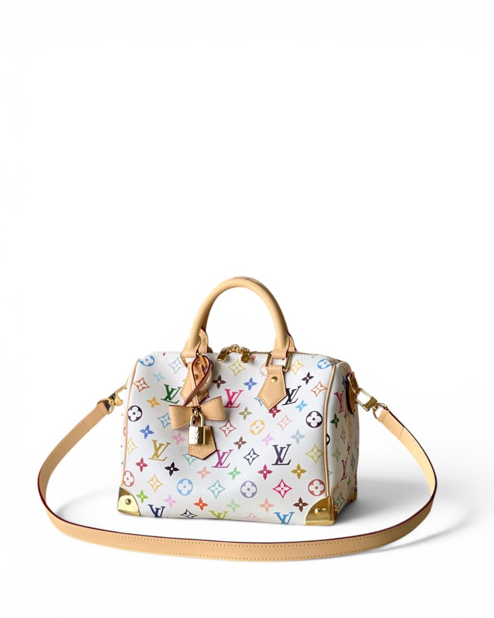 AAA Replica Louis Vuitton LV Speedy Bandouliere 25 LVxTM Multicolore White M13085