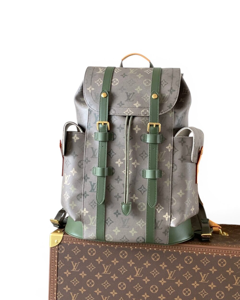 AAA Replica Louis Vuitton LV Christopher MM Monogram Service Camo Green M27080