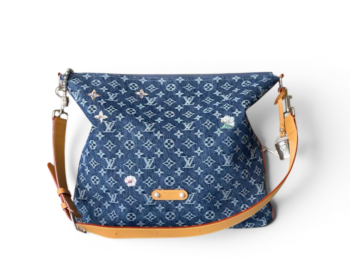 AAA Replica Louis Vuitton LV Vagabond Hobo Monogram Floral Denim M27555