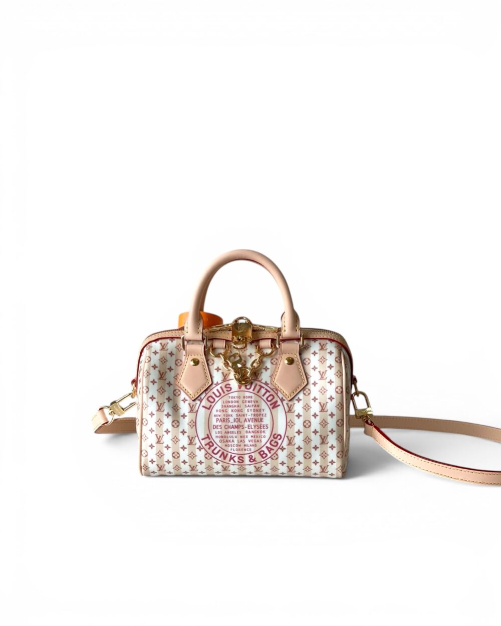 AAA Replica Louis Vuitton LV Speedy Bandouliere 20 LV Stamp Beige Stripe M29459