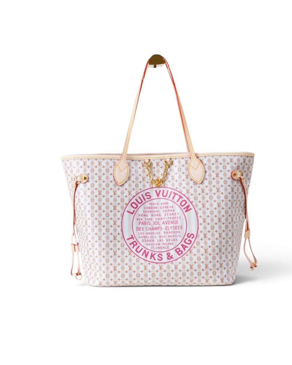 AAA Replica Louis Vuitton LV Neverfull MM LV Stamp White Red M29483