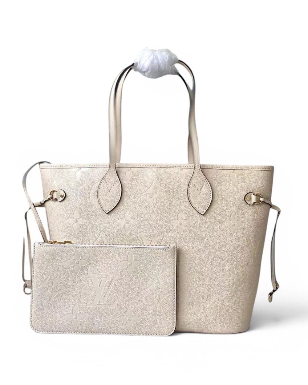AAA Replica Louis Vuitton LV Neverfull MM Monogram Empreinte Cream M45684