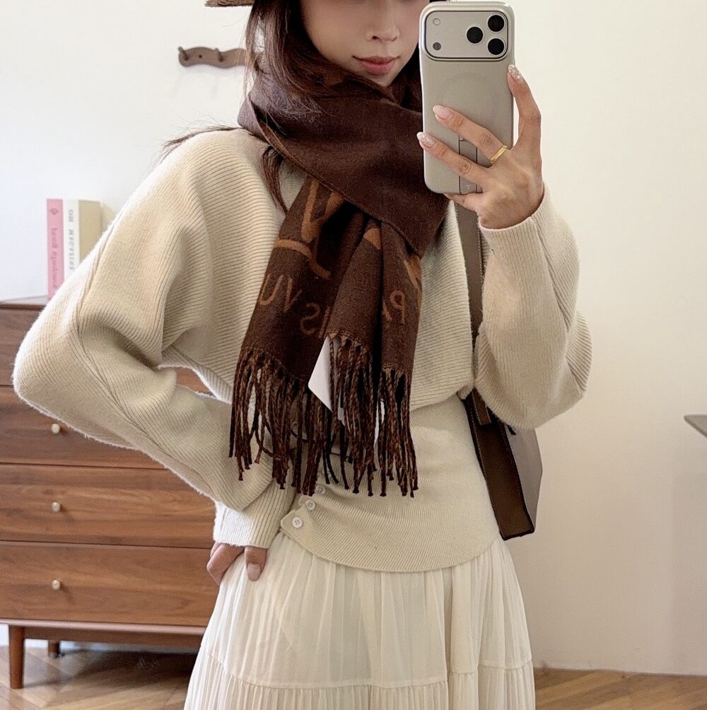 Louis Vuitton Brown Monogram Wool Scarf
