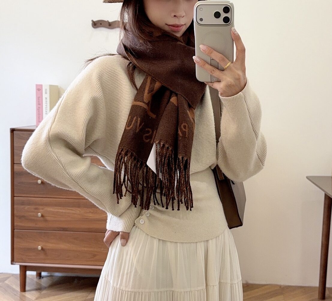 Louis Vuitton Brown Monogram Wool Scarf