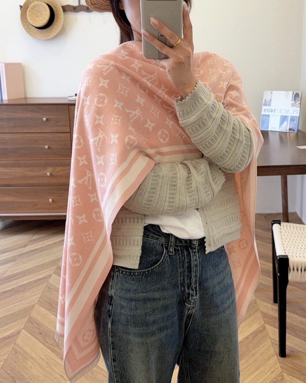 Louis Vuitton Pink Monogram Cashmere Scarf