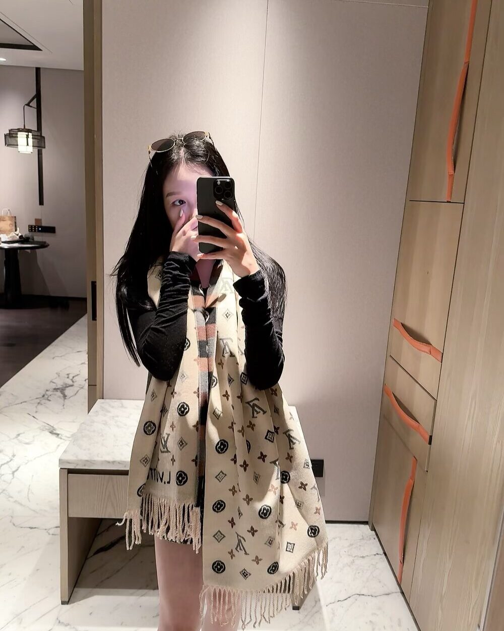 Louis Vuitton Beige Monogram Wool Scarf