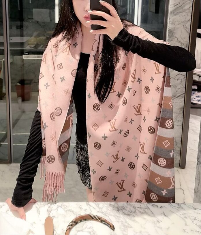 Louis Vuitton Pink Monogram Wool Scarf