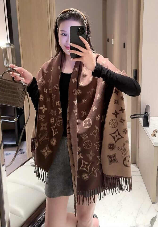 Louis Vuitton Brown Monogram Wool Scarf