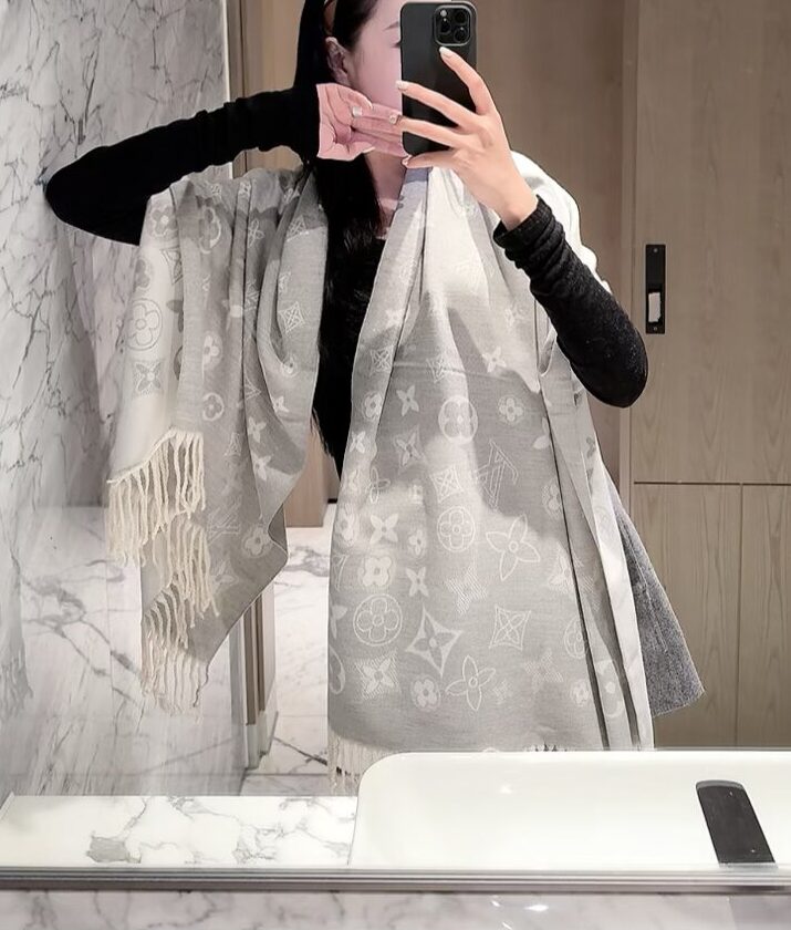 Louis Vuitton Pink Monogram Wool Scarf