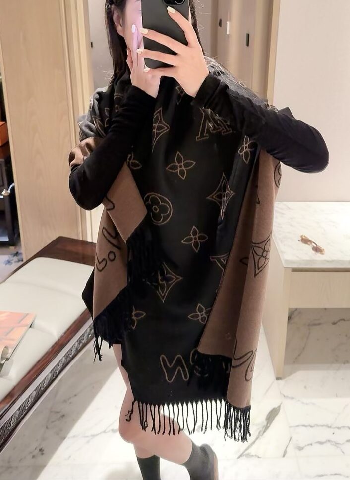 Louis Vuitton Camel Monogram Cashmere Scarf