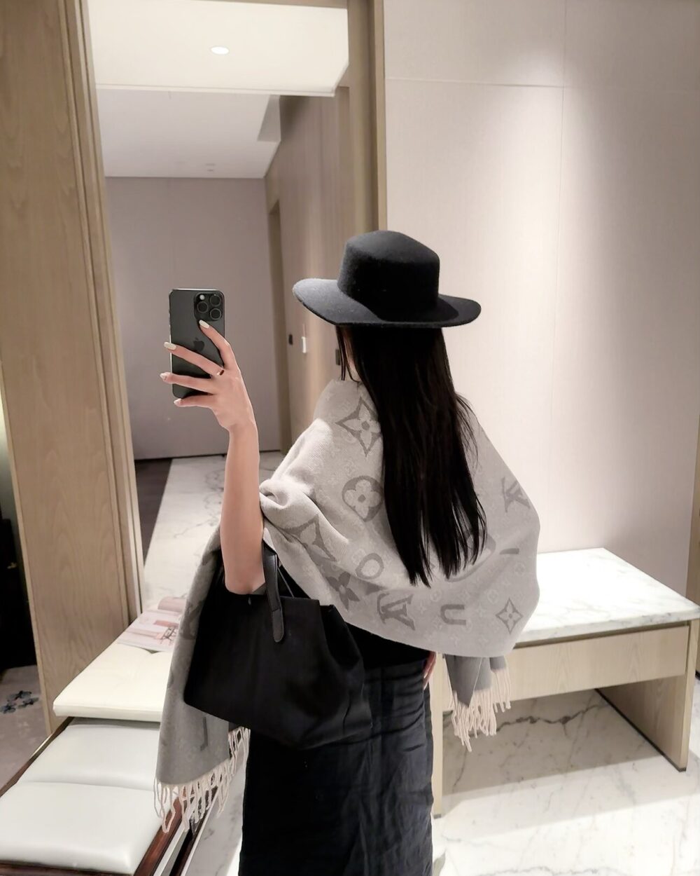 Louis Vuitton Cream Monogram Cashmere Scarf