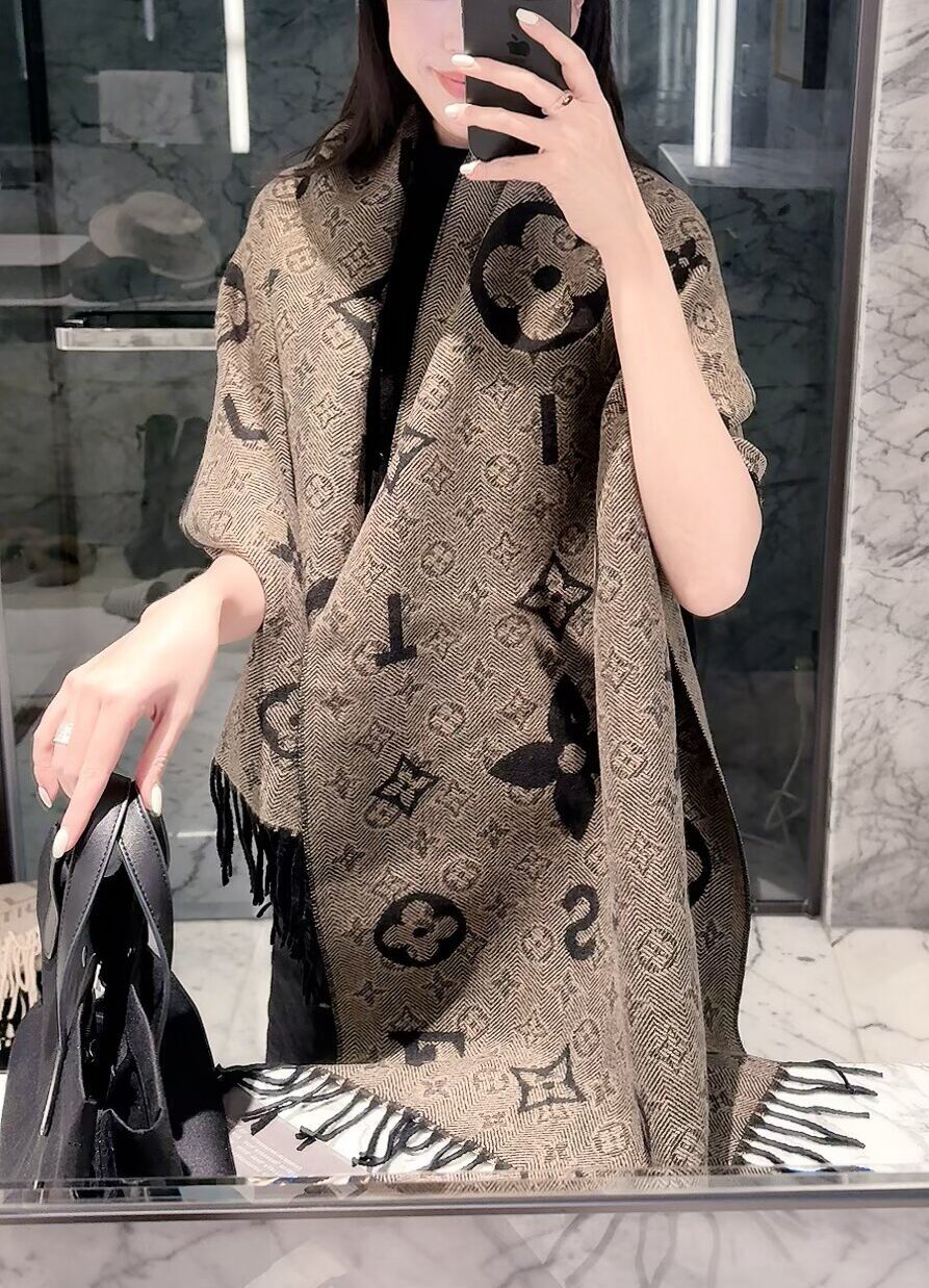 Louis Vuitton Grey Monogram Cashmere Scarf