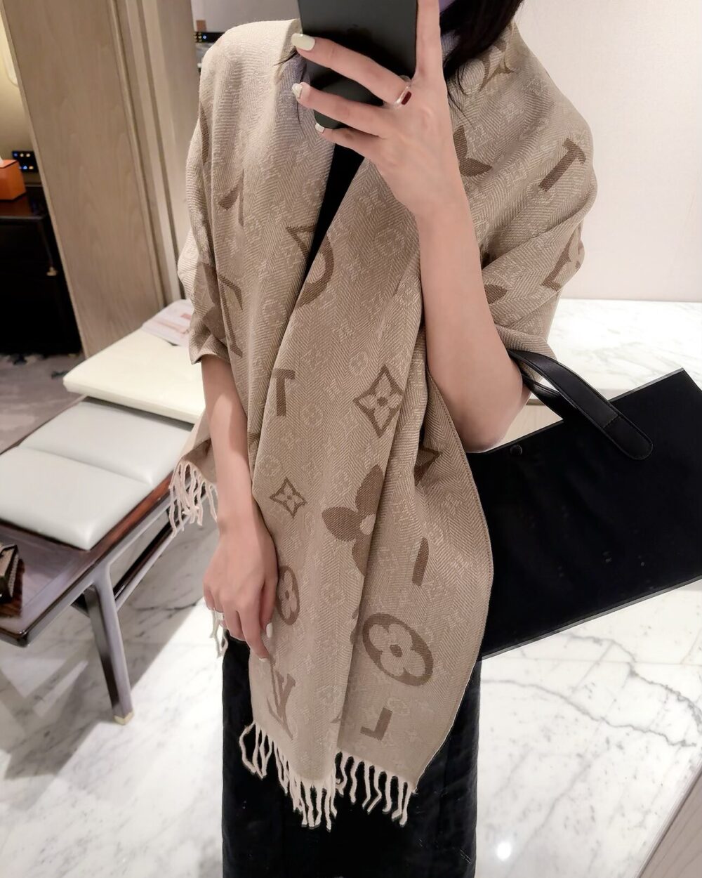 Louis Vuitton Tan Monogram Cashmere Scarf