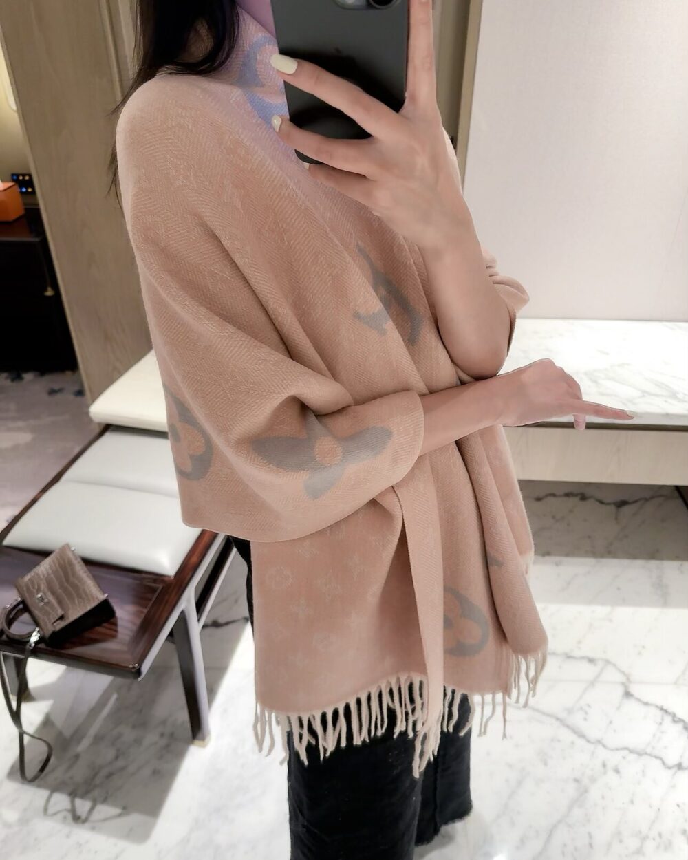Louis Vuitton Camel Monogram Cashmere Scarf