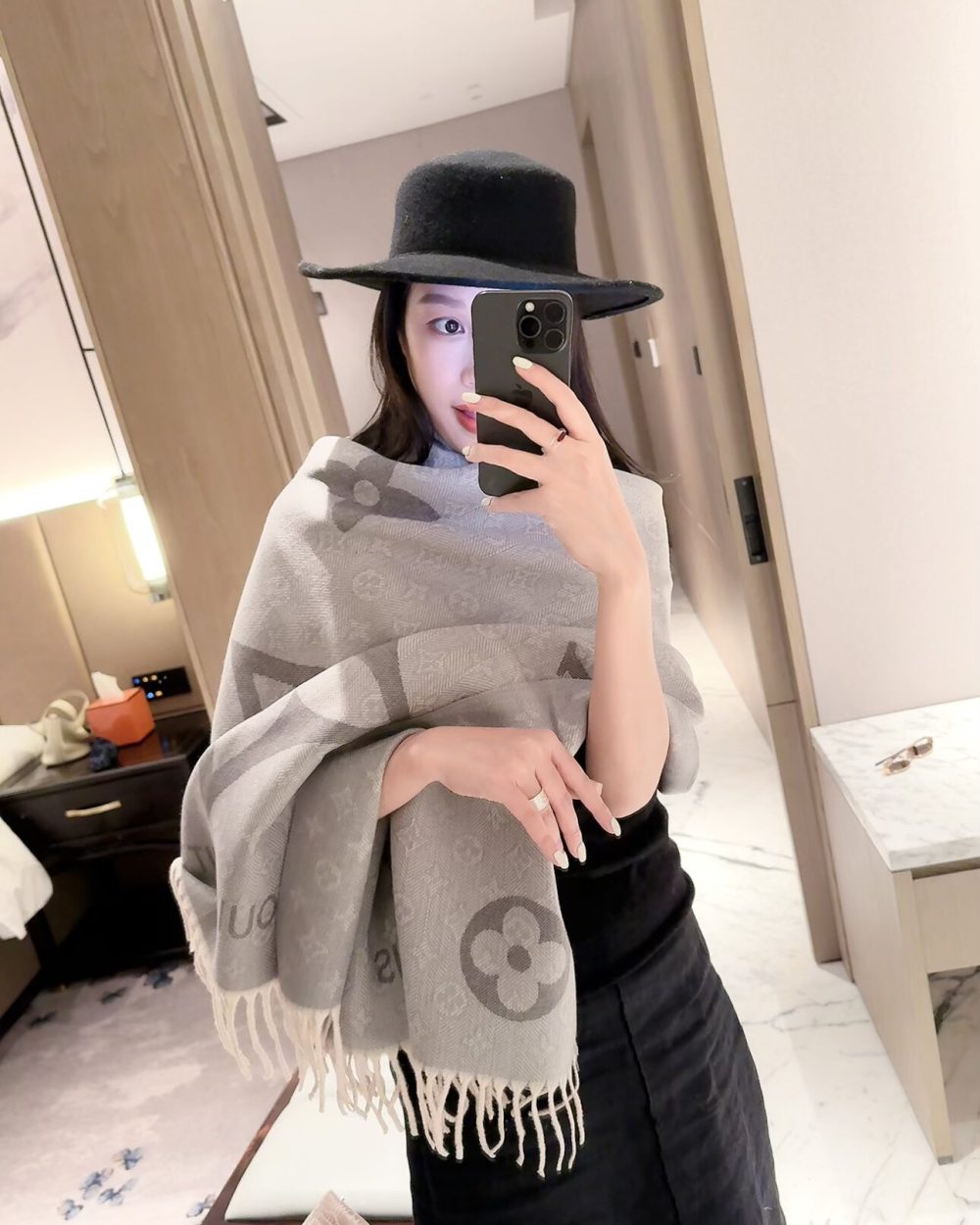 Louis Vuitton Cream Monogram Cashmere Scarf