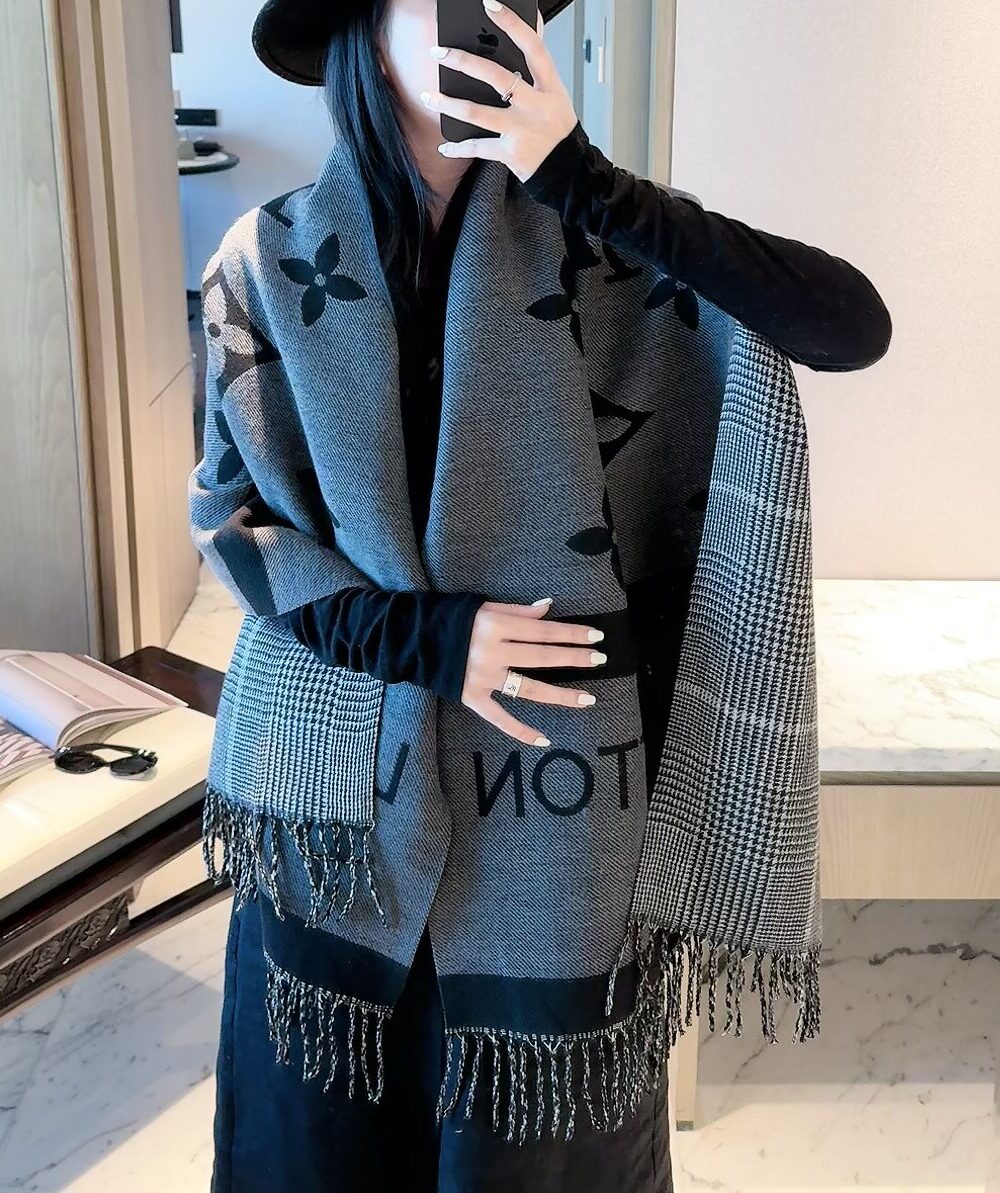 Louis Vuitton Grey Monogram Cashmere Scarf