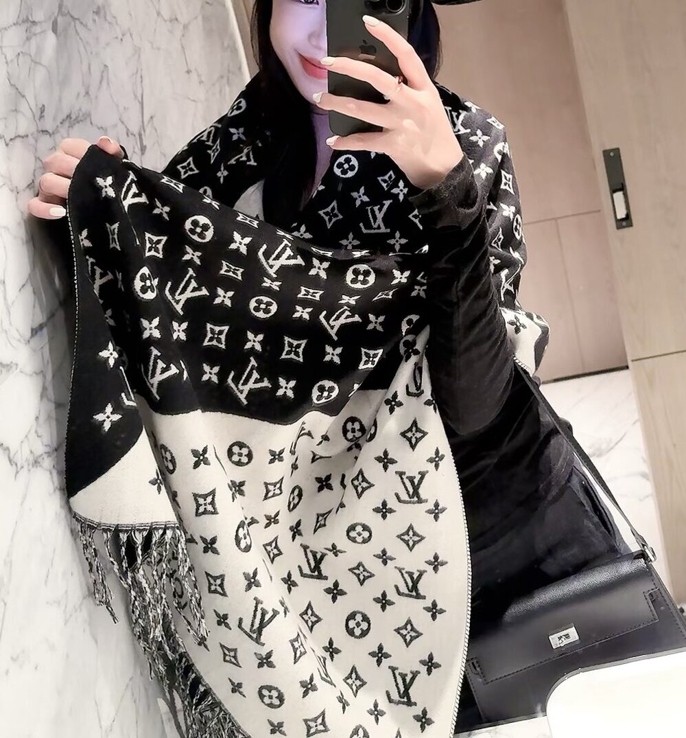Louis Vuitton Black Monogram Cashmere Scarf